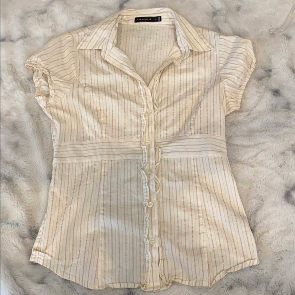 The Limited Cream Striped Blouse